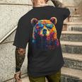 Cool Bear Portrait With Sunglasses Watercolour Bear T-Shirt mit Rückendruck Geschenke für Ihn