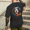 Cute Bernese Mountain Dog On Painted Bernese Mountain Dog T-Shirt mit Rückendruck Geschenke für Ihn