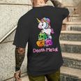 Death Metal Unicorn Cute Rock Metal Emo Alternative T-Shirt mit Rückendruck Geschenke für Ihn