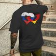 Deutschland Russland Freundschaft Frieden Herzkette T-Shirt mit Rückendruck Geschenke für Ihn