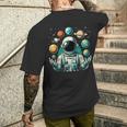 Divertido Astronauta Espacial Malabares Planetas Sistema Solar Niños Camiseta Hombre Estampado Espalda Regalos para él