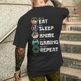 Eat Sleep Anime Gaming Repeat Camiseta Hombre Estampado Espalda Regalos para él