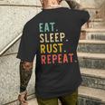 Eat Sleep Rust Repeat Programming Retrointage T-Shirt mit Rückendruck Geschenke für Ihn