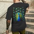 Elegant Peacock Eye Bird Watcher Blue Peacock T-Shirt mit Rückendruck Geschenke für Ihn