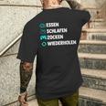 Essen Schlafen Zocken Wiederholen Gaming Zocker T-Shirt mit Rückendruck Geschenke für Ihn