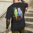 Frohe Weihnachten Budgies Birds T-Shirt mit Rückendruck Geschenke für Ihn