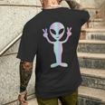 Alien Peace Sign Smiling Face Rave Music Trippy T-Shirt mit Rückendruck Geschenke für Ihn