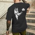 Cat Soccer Ball Graphic Men's T-shirt Back Print Gifts for Him