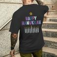 Happy Hanukkah Distressed Hanukkah T-Shirt mit Rückendruck Geschenke für Ihn