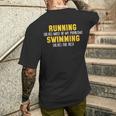 La Course À Pied Résout La Plupart De Mes Problèmes De Natation Et Résout Le Reste T-shirt imprimé au dos Cadeaux pour lui