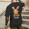 Labubu Drôle Lapin Monstre Mignon Marron T-shirt imprimé au dos Cadeaux pour lui