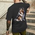 Langhaar Collie Motiv Collie T-Shirt mit Rückendruck Geschenke für Ihn