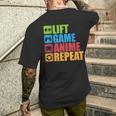 Lift Anime Game Repeat Gym For Geeks And Nerds T-Shirt mit Rückendruck Geschenke für Ihn