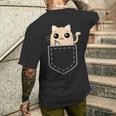 Lustige Katze Mittelfinger Stinkefinger Cat Kawaii T-Shirt mit Rückendruck Geschenke für Ihn