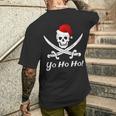 Lustiges Weihnachten Piraten Pirat Weihnachtsmann Hut Yo Ho T-Shirt mit Rückendruck Geschenke für Ihn