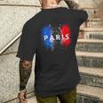 París Francia Bandera Recuerdos Recuerdos París Ciudad Del Amor Francia Camiseta Hombre Estampado Espalda Regalos para él