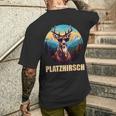 Platzhirsch Beim Wandern Berge T-Shirt mit Rückendruck Geschenke für Ihn