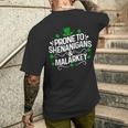 Prone To Shenanigans & Malarkey St Patrick's Day Proud Irish Men's T-shirt Back Print Funny Gifts