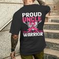 Proud Uncle Warrior Breast Cancer Awareness Men's T-shirt Back Print Gifts for Him