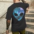 Psychedelic Alien Head Cosmic Galaxy Trippy Outer Space T-Shirt mit Rückendruck Geschenke für Ihn