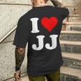 Red Heart I Love Jj T-Shirt mit Rückendruck Geschenke für Ihn