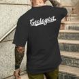 Retro Swoosh Job Title Geologist Camiseta Hombre Estampado Espalda Regalos para él