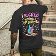 I Rocked 100 Days Of School Celebration 100Th Rock Guitar Men's T-shirt Back Print Gifts for Him