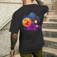 Solar System Motif With Sun Planets Stars Galaxies T-Shirt mit Rückendruck Geschenke für Ihn