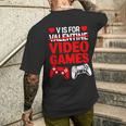 V Is For Video Games Controller Valentine's Day Boys Men's T-shirt Back Print Gifts for Him