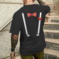 Valentine's Day Costume Hearts Bow Tie & Braces T-Shirt mit Rückendruck Geschenke für Ihn