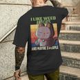 I Like Weed Cats And Maybe 3 People Cat Cannabis Grass T-Shirt mit Rückendruck Geschenke für Ihn