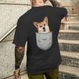 Welsh Corgi Pembroke Chest Pocket For Dog Owners T-Shirt mit Rückendruck Geschenke für Ihn