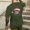 Cat With Christmas Hat Christmas Cat Santa T-Shirt mit Rückendruck Geschenke für Ihn