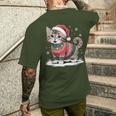 Cat Wearing Ugly Christmas Jumper And Santa Hat Cute Kitten T-Shirt mit Rückendruck Geschenke für Ihn