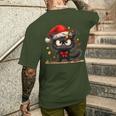 Christmas Grumpy Angry Cat Naughty Fairy Lights T-Shirt mit Rückendruck Geschenke für Ihn