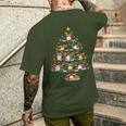 Christmas Lights Santa Drummer Christmas Tree T-Shirt mit Rückendruck Geschenke für Ihn