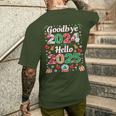 Goodbye 2024 Hello 2025 Merry Christmas Happy New Year 2025 T-Shirt mit Rückendruck Geschenke für Ihn