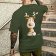 Happy Reindeer I Deer Wild Animal Elk Christmas Fun T-Shirt mit Rückendruck Geschenke für Ihn