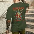 Rocking Around The Christmas Tree Santa Rock And Roll Guitar T-Shirt mit Rückendruck Geschenke für Ihn