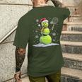 Tennis Snowman Tennis Player Santa Hat Christmas T-Shirt mit Rückendruck Geschenke für Ihn