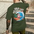 Vintage Cute Mele Kalikimaka Christmas Santa Surfing Costume T-Shirt mit Rückendruck Geschenke für Ihn