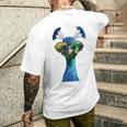 Pfau Motiv Blauer Pfau Pfauen Peacock Rad Pfauenrad Pfau T-Shirt mit Rückendruck Geschenke für Ihn