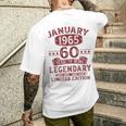 Vintage January 1965 60Th Birthday T-Shirt mit Rückendruck Geschenke für Ihn