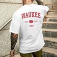 Waukee Iowa Iaintage-Sportdesign Roter Druck T-Shirt mit Rückendruck Geschenke für Ihn