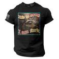 Life Is Soup Oddly Specific Weird Ironic Raccoon Meme American Flag On Sleeve Men Tee USA Flag T-Shirt