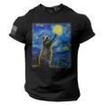 Raccoon Van Gogh Starry Night Tee - American Flag Sleeve for Men