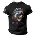 Raccoon Vintage Flag Men's Tee - Patriotic USA Sleeve Design