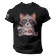 Raccoon with Cookie Men’s Tee - USA Flag Sleeve, Small Size