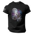 Raccoons Howling Moon Tee - Patriotic Men's USA Flag Sleeve