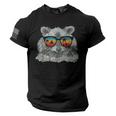 Retro Raccoon Sunglasses Tee | Men’s American Flag Sleeve T-Shirt
